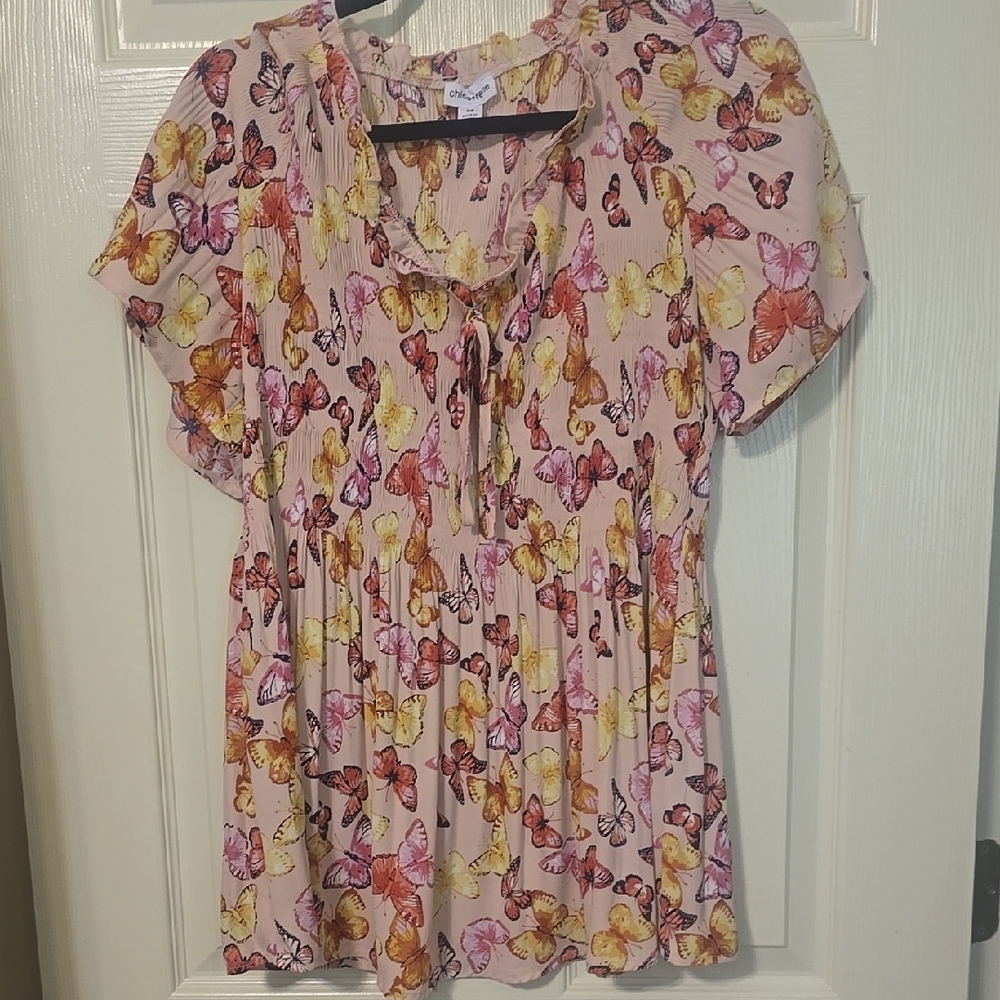 Chloe‎ & Rene Chic Blush Butterfly Print Top